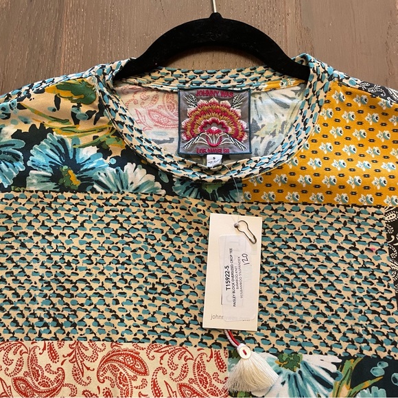 Johnny Was Tops - Johnny Was Los Angeles Paisley Block Oversized Crop Tee Bamboo Knit Sz Small NWT
